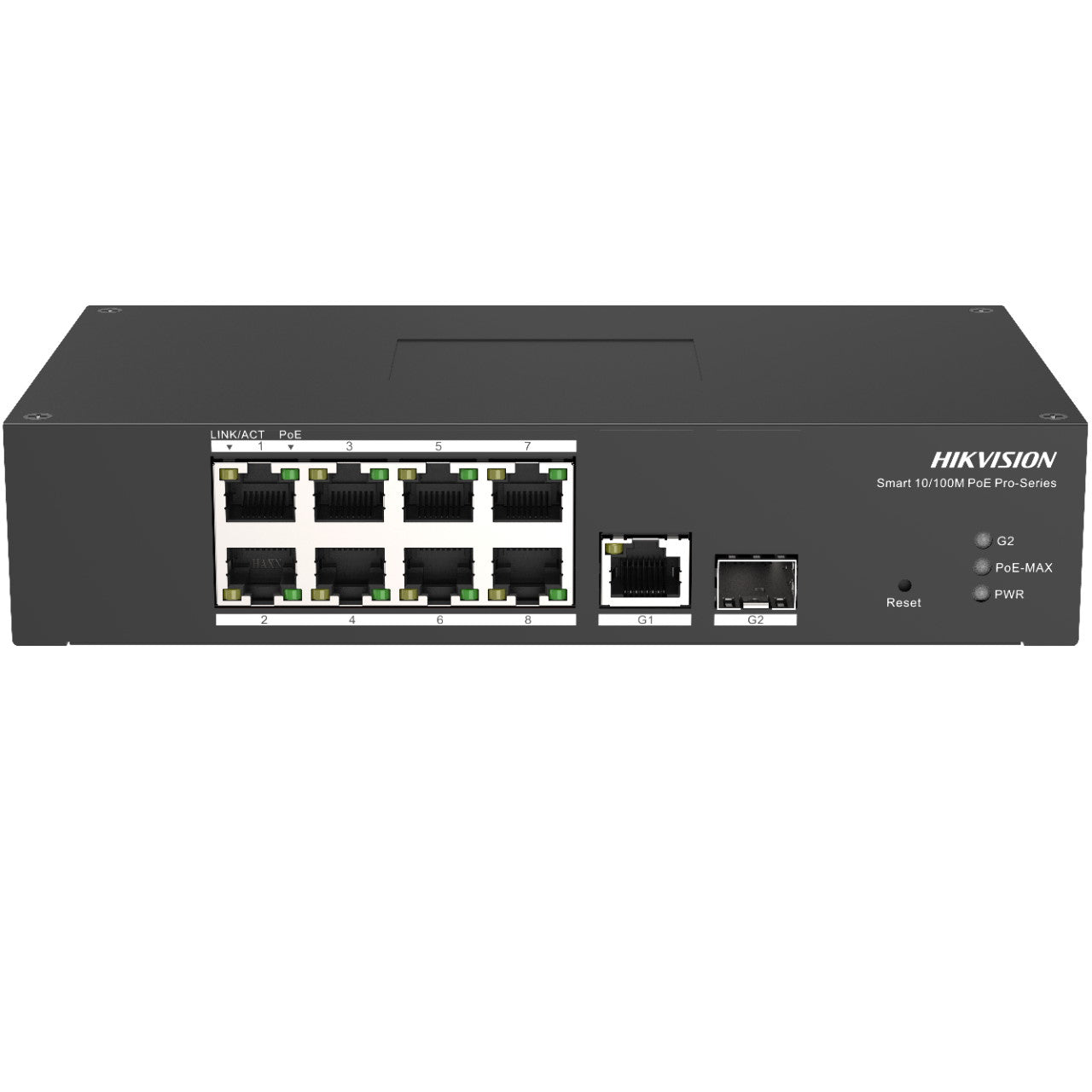 HIKVISION SWITCH 8 PORT FAST ETHERNET SMART HARSH POE SWITCH 8 10/100M POE PORTS, 1 GIGABI