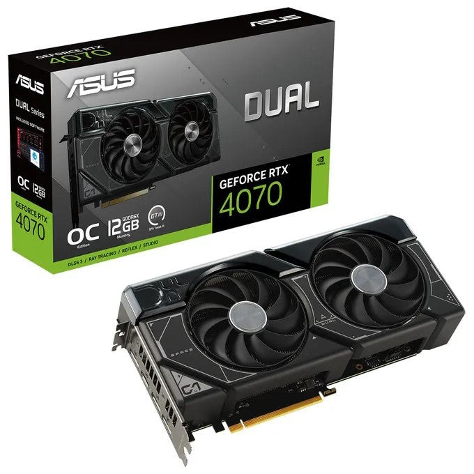 ASUS VGA GEFORCE RTX 4070, DUAL-RTX4070-O12G-WHITE, 12 GB GDDR6X, 3DP/HDMI, BIANCA, 90YV0I