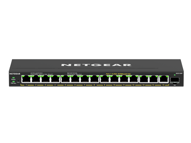 NETGEAR SWITCH 16 PORTE DI CUI 15 POE, 180W, VLAN, QoS, IGMP SNOOPING