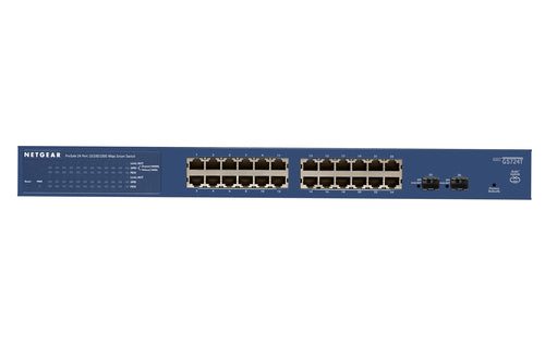 NETGEAR SWITCH 24 PORTE GIGABIT + 2 SLOT SFP/MINIGBIC RACK MOUNTABLE PROSAFE SMART