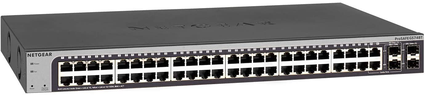 NETGEAR SWITCH 48 PORTE GIGABIT + 4 SLOT SFP/MINIGBIC DI CUI 2 COMBO E 2 DEDICATI RACK MOU