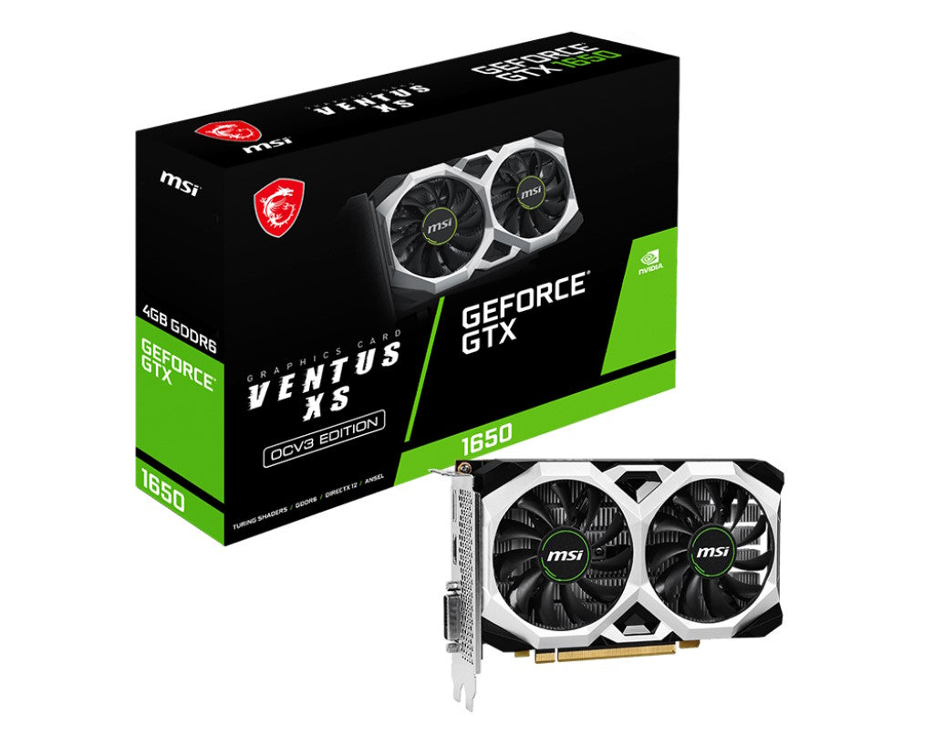 MSI VGA GEFORCE GTX 1650, GTX 1650 D6 VENTUS XS OCV3, DVI-D/HDMI/DP, ATX, DUAL FAN