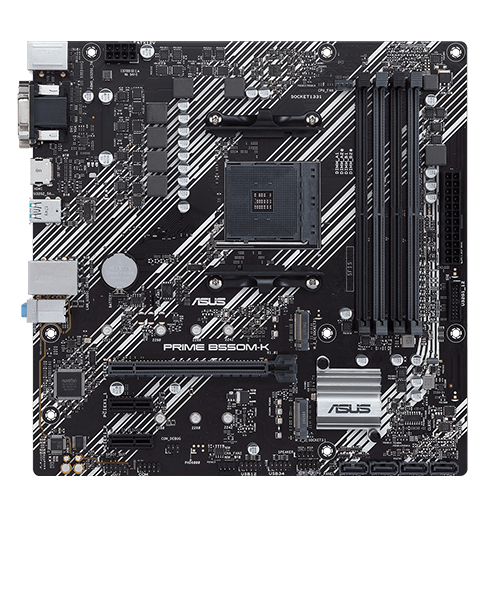 ASUS MB AMD B550, PRIME B550M-K, AM4 DDR4, DVI/HDMI/VGA, RAID, GLAN, M2, MATX, 90MB14V0-M0