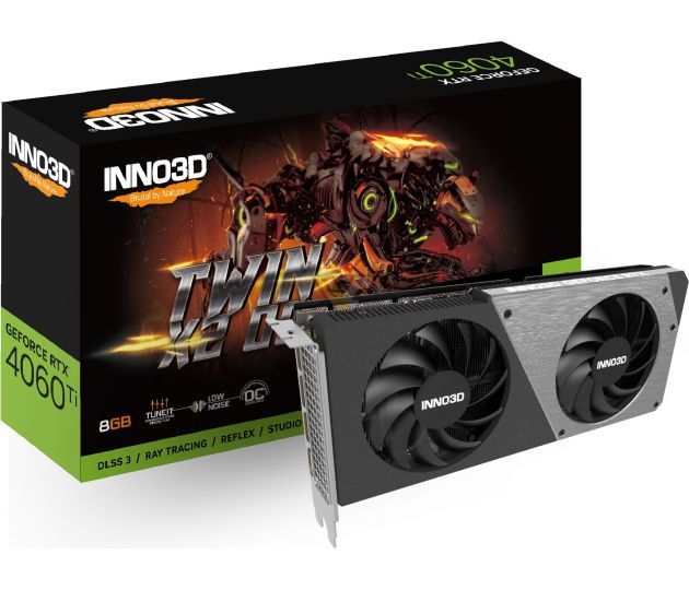 INNO3D VGA GEFORCE RTX 4060 TI, RTX 4060 TI TWIN X2 OC, 8GB GDDR6, 3DP/HDMI, DLSS 3