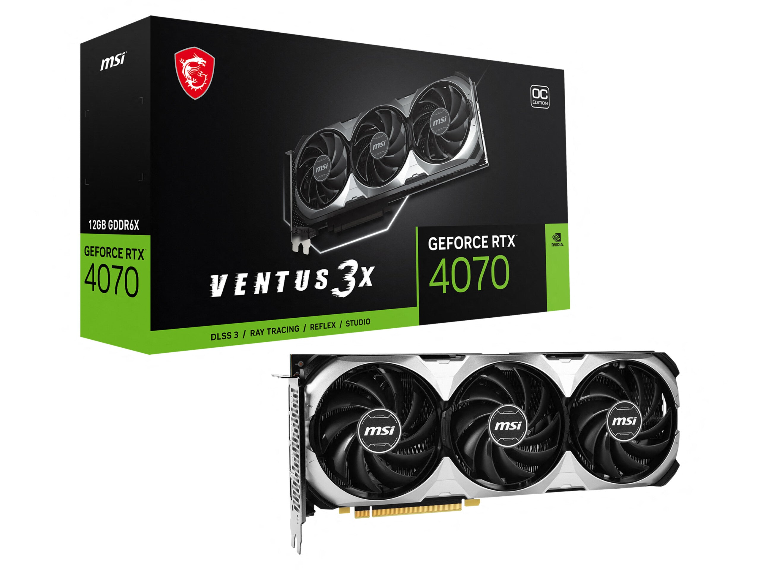 MSI VGA GEFORCE RTX 4070, RTX 4070 VENTUS 3X E 12G OC, DP*3/HDMI, ATX, TRIPLE FAN, DLSS 3