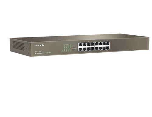 TENDA SWITCH 16 PORTE LAN GIGABIT, IEEE 802.3/U/X/AB, SWITCHING 32GBPS, PROTEZIONE FULMINI