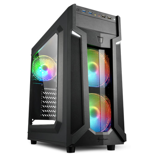 SHARKOON CASE VG6-W RGB, ATX, 2XUSB2, 2XUSB3, 6 SLOTS, 2X120 LED FRONT 1X120 REAR, WINDOW