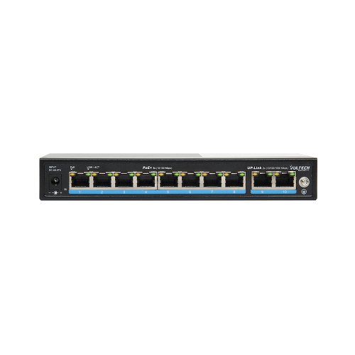 VULTECH SWITCH 8 PORTE POE+ 10/100 FE + 2 PORTE UPLINK 10/100/1000 GE 120W AI SMART