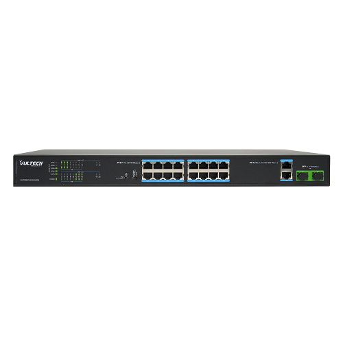 VULTECH SWITCH 16 PORTE POE+ 10/100 FE + 2 PORTE + 2 PORTE UPLINK 10/100/1000 GE + 2 PORTE