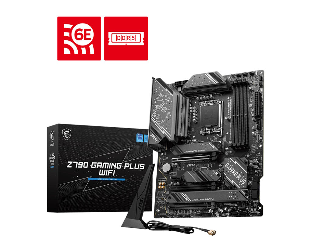 MSI MB Z790, Z790 GAMING PLUS WIFI, LGA 1700, 4DDR5, 3PCI-Ex16, 1PCI-Ex1, 4M.2