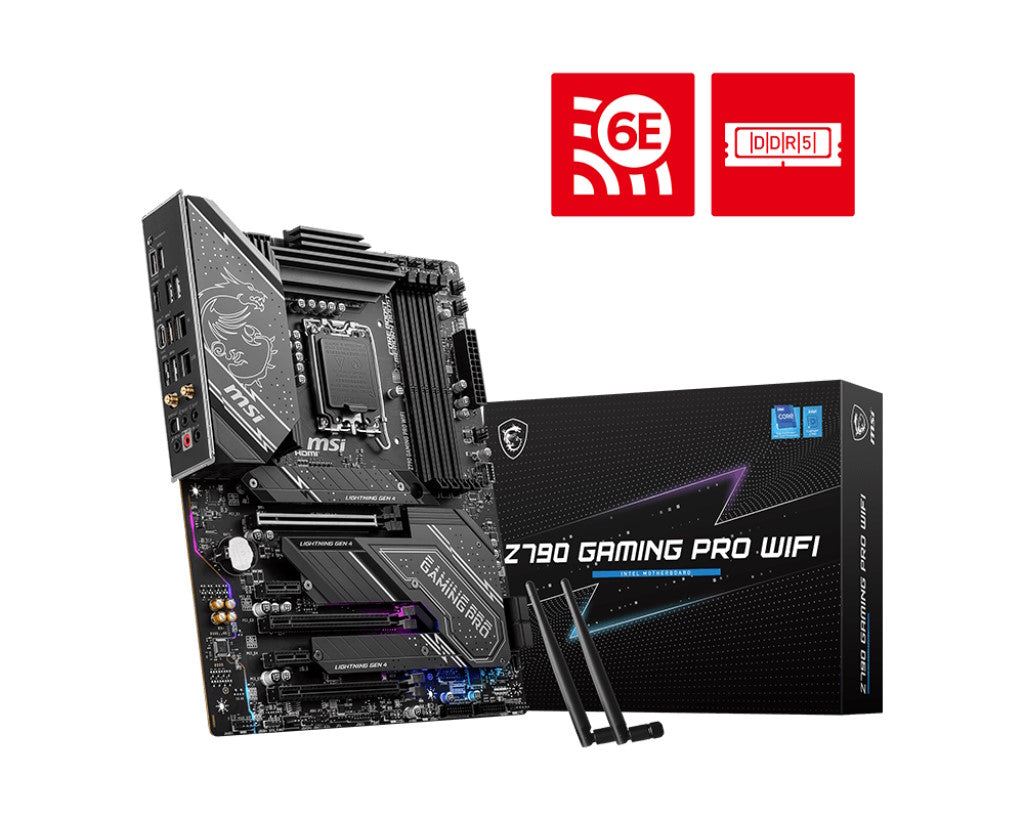 MSI MB Z790, Z790 GAMING PRO WIFI, LGA 1700, 4DDR5, 3PCI-Ex16, 2PCI-Ex1, 3M.2, 4SATA3